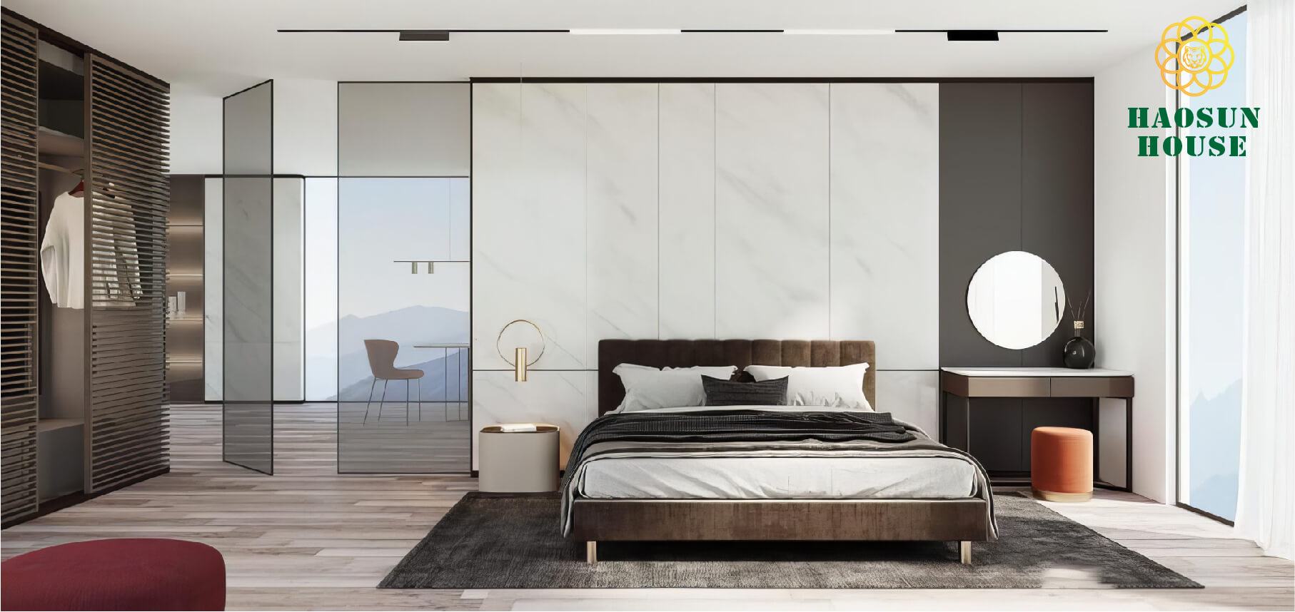 Tấm Nhựa PVC Vân Đá Ốp Tường Phòng Ngủ