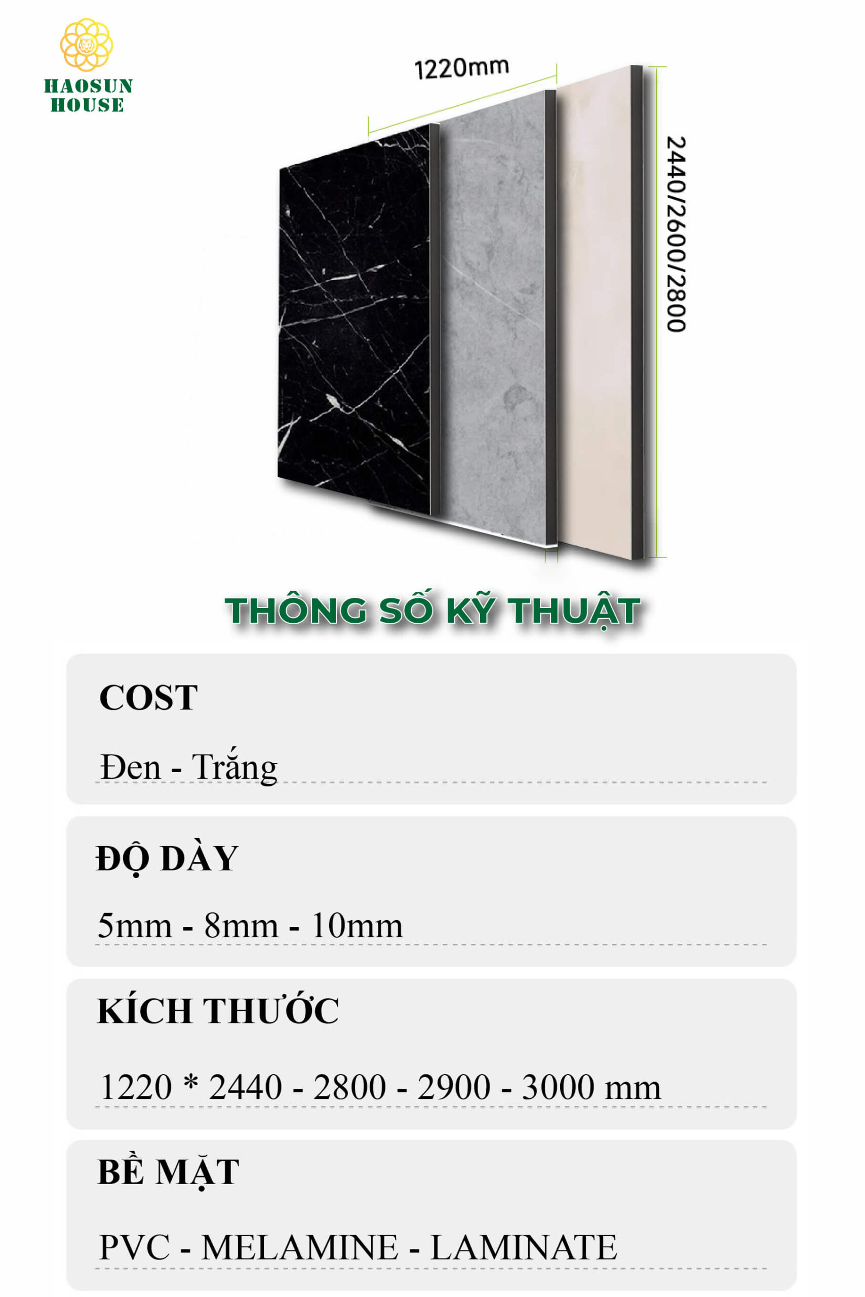 Thông số Tấm Nhựa ốp tường