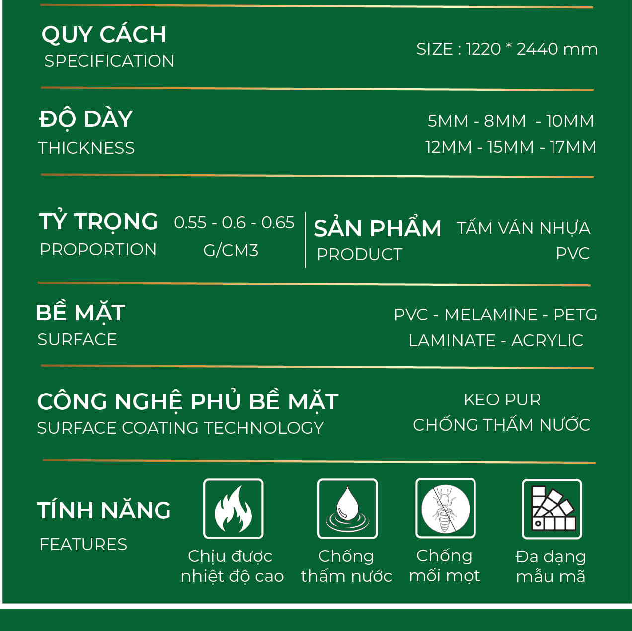 Thông số tấm nhựa pvc đen haosun house