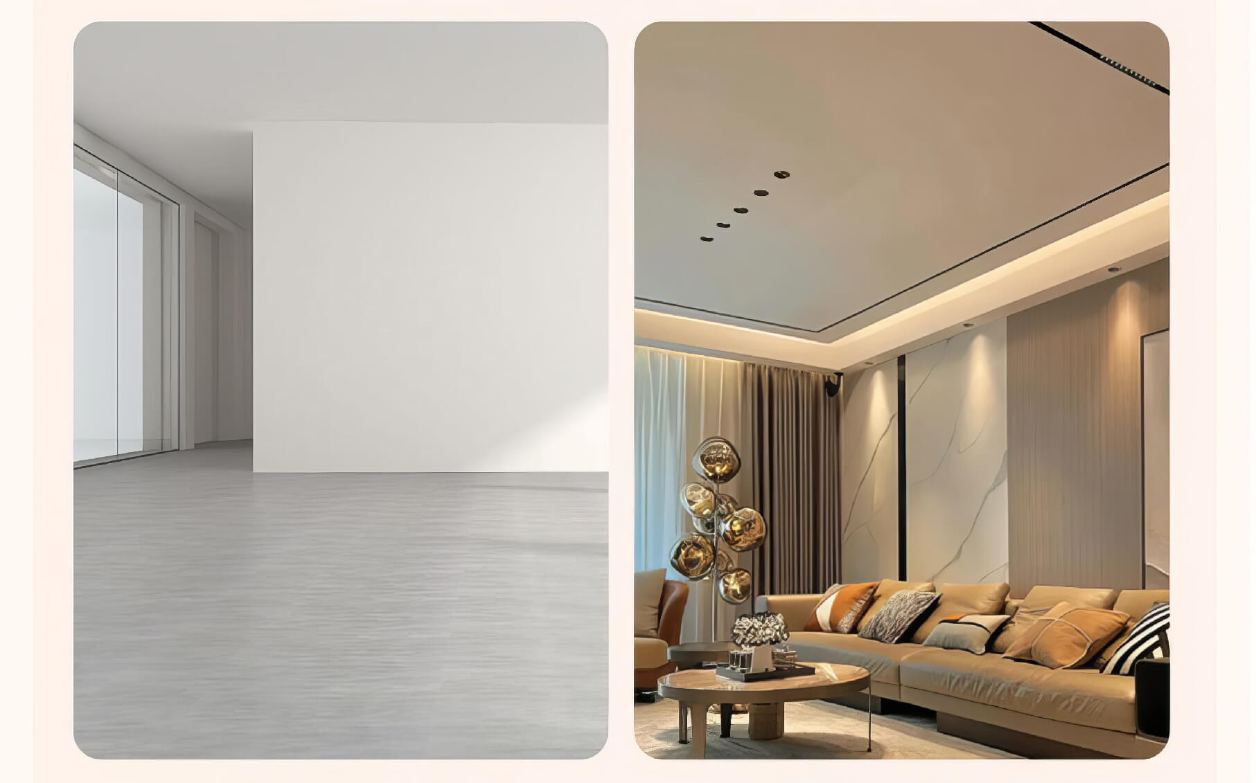 Trước và sau Thi công tấm Nhựa PVC vân đá
