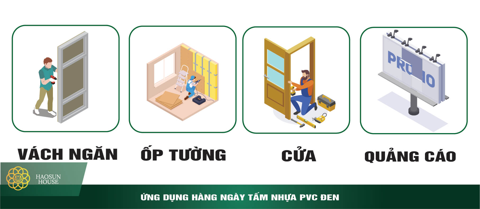 Ứng dụng tấm nhựa pvc đen