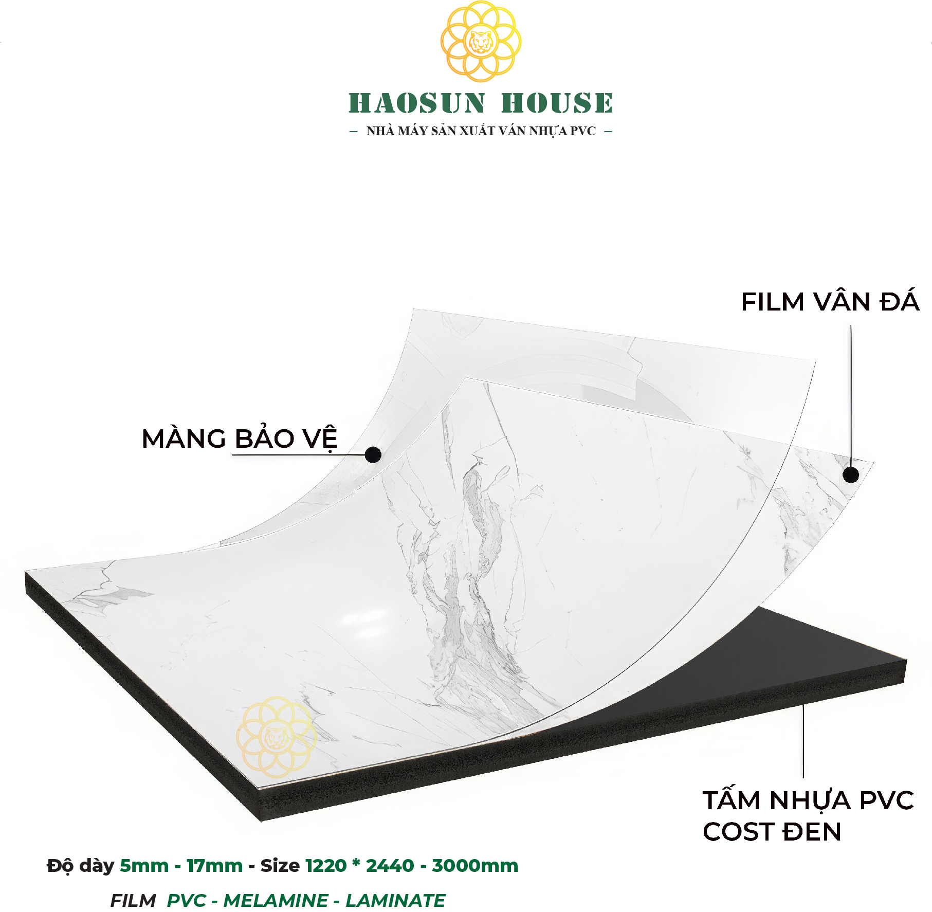 Cấu Tạo Tấm Nhựa PVC Vân Đá Haosun House