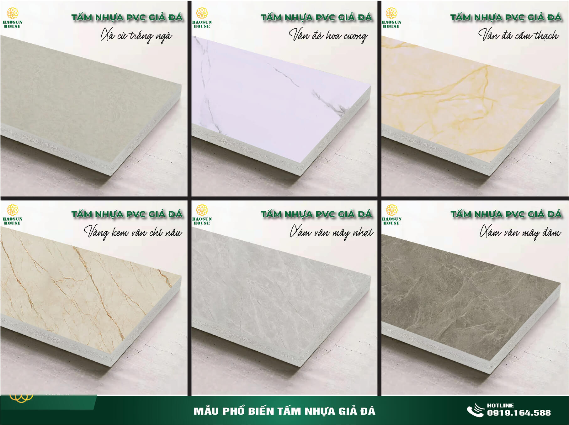 Mẫu phổ biến tấm pvc tấm nhựa giả đá