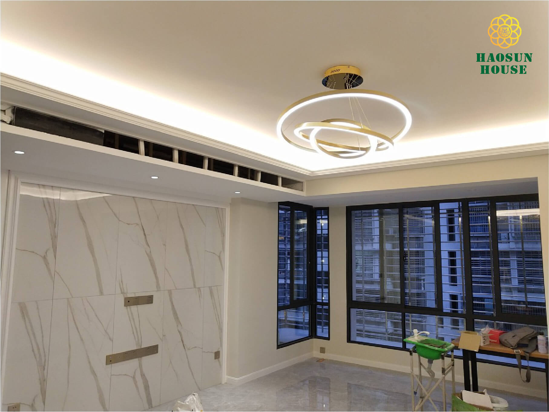 Tấm nhựa pvc giả đá ốp tường phòng khách