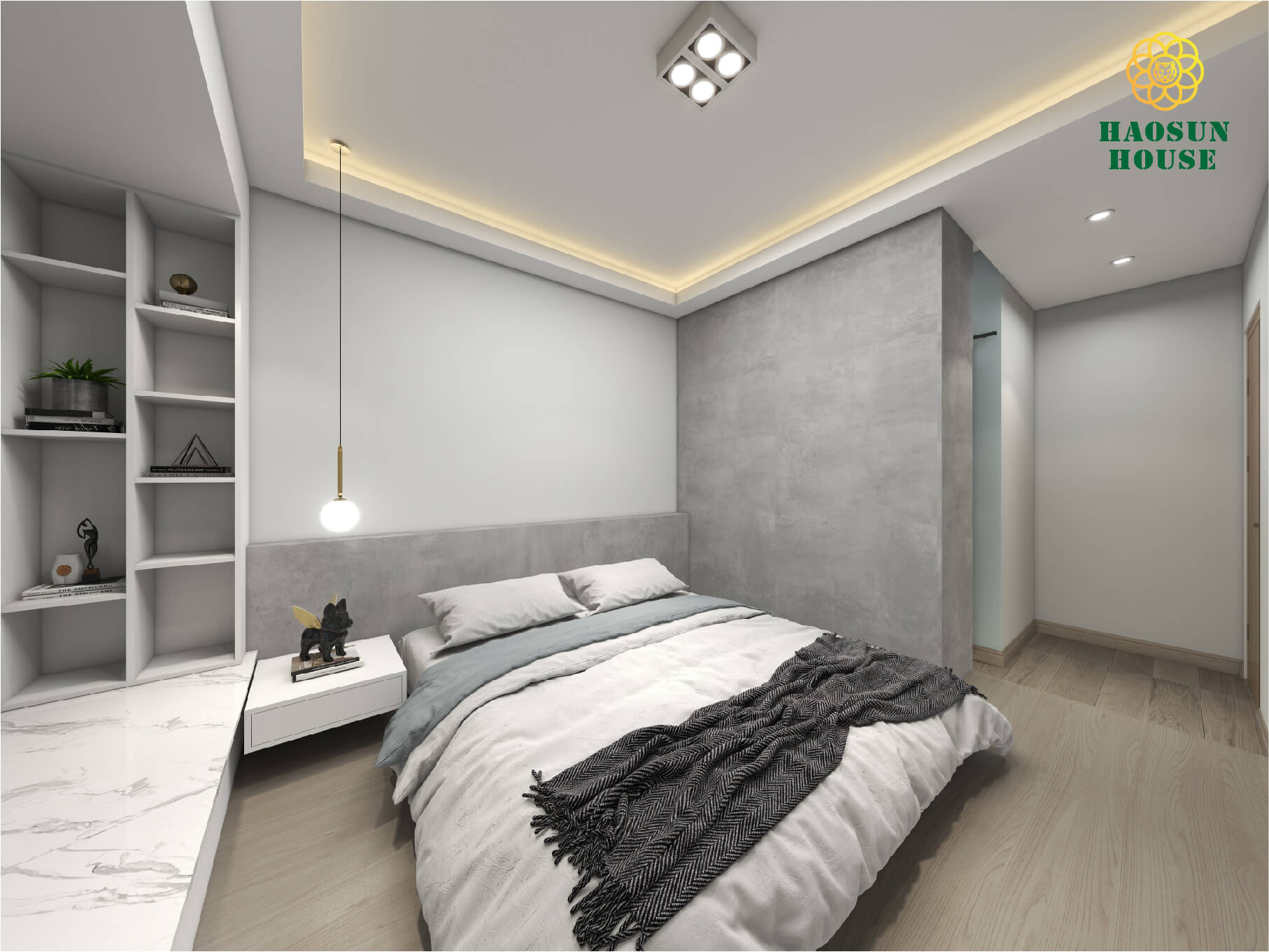 Tấm nhựa pvc giả đá ốp tường phòng ngủ