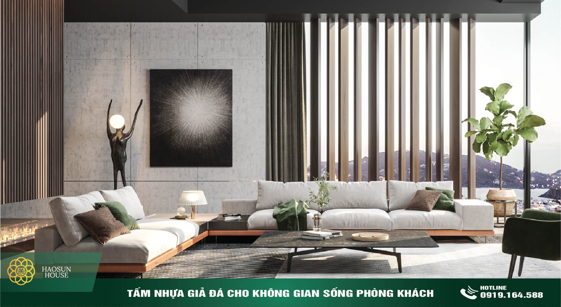 Tấm PVC Tấm Nhựa giả đá ốp tường phòng khách