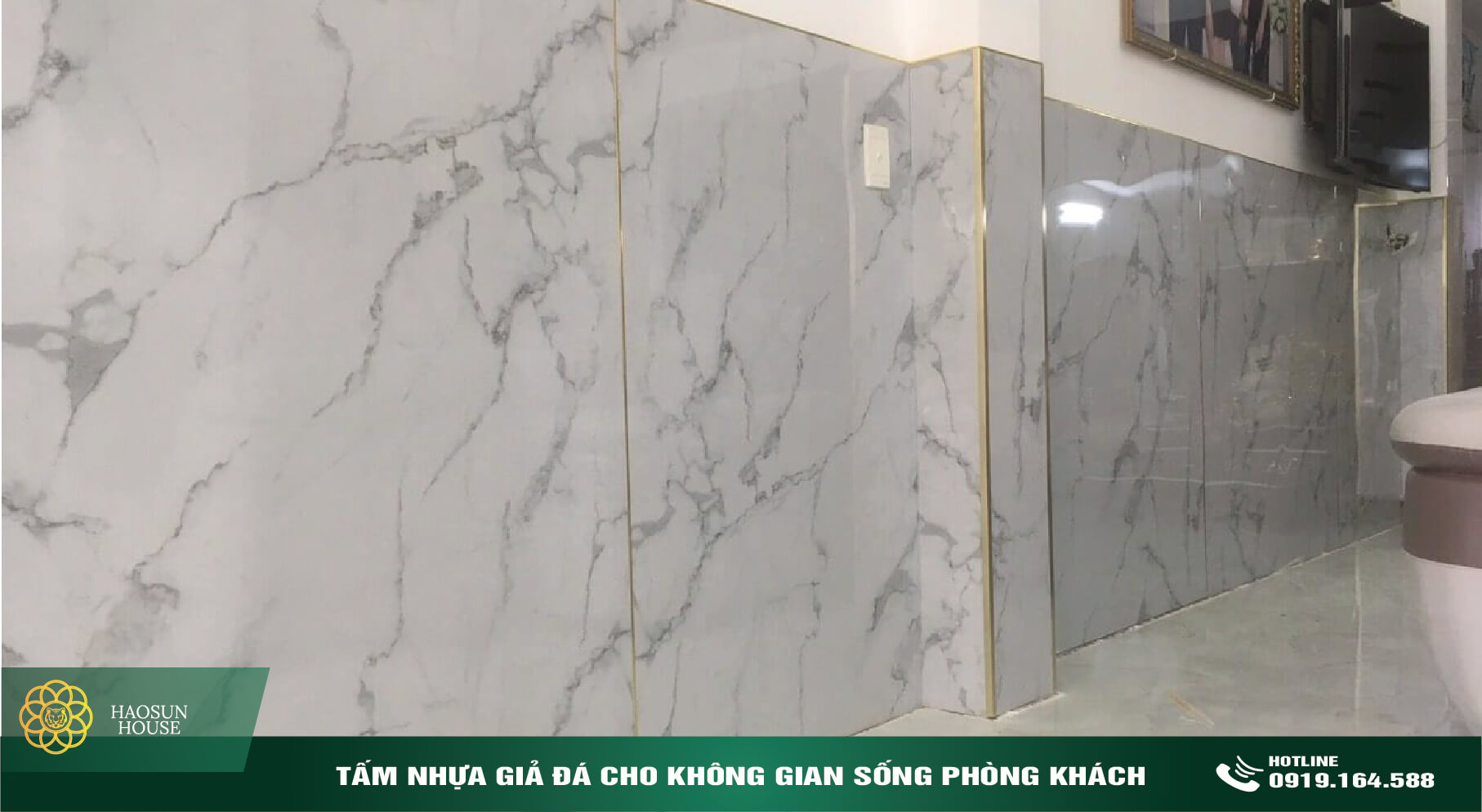 Tấm PVC Tấm Nhựa giả đá ốp tường phòng khách