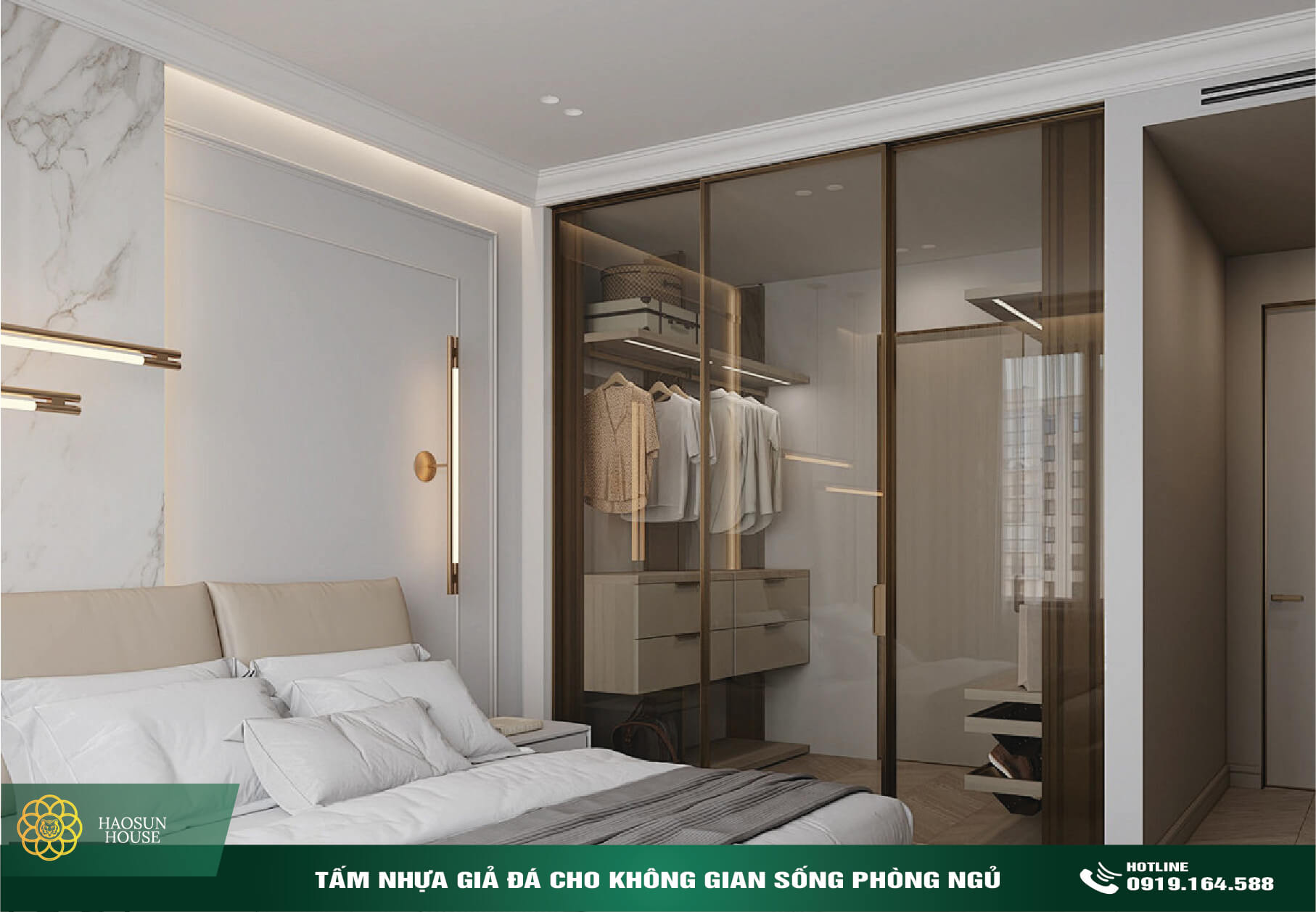 Tấm PVC Tấm Nhựa giả đá ốp tường phòng ngủ