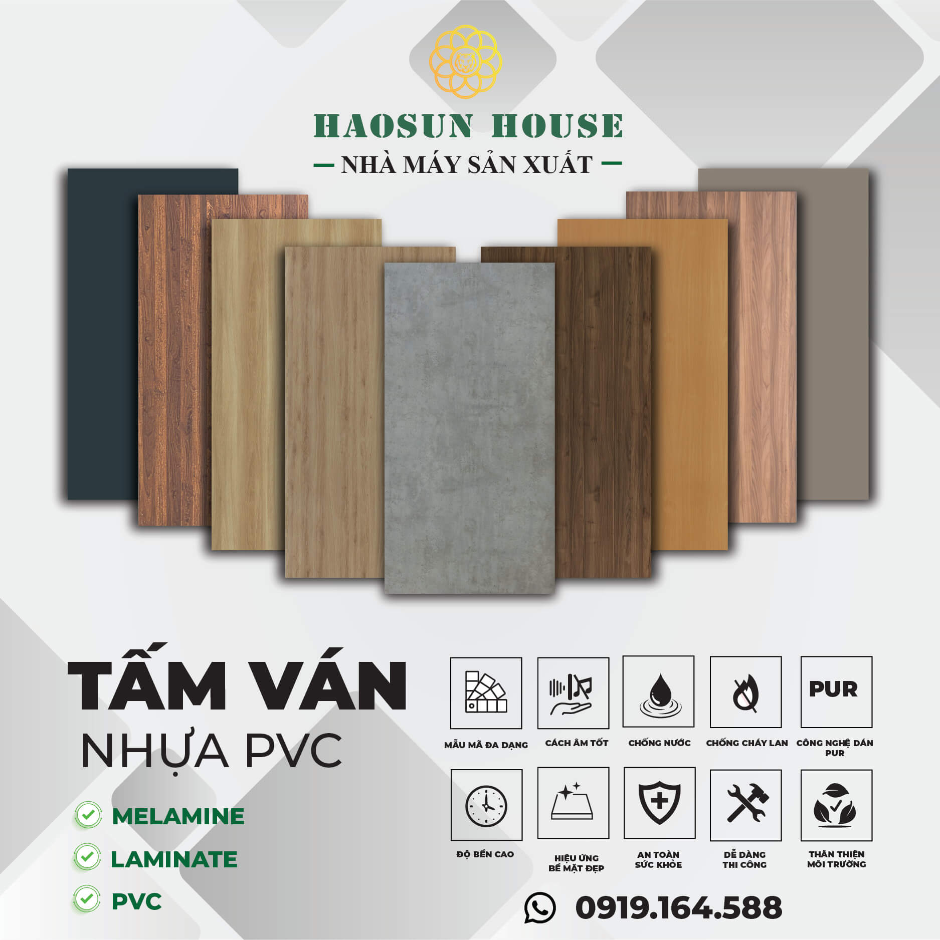 Mẫu Tấm Ván Nhựa PVC Haosun House