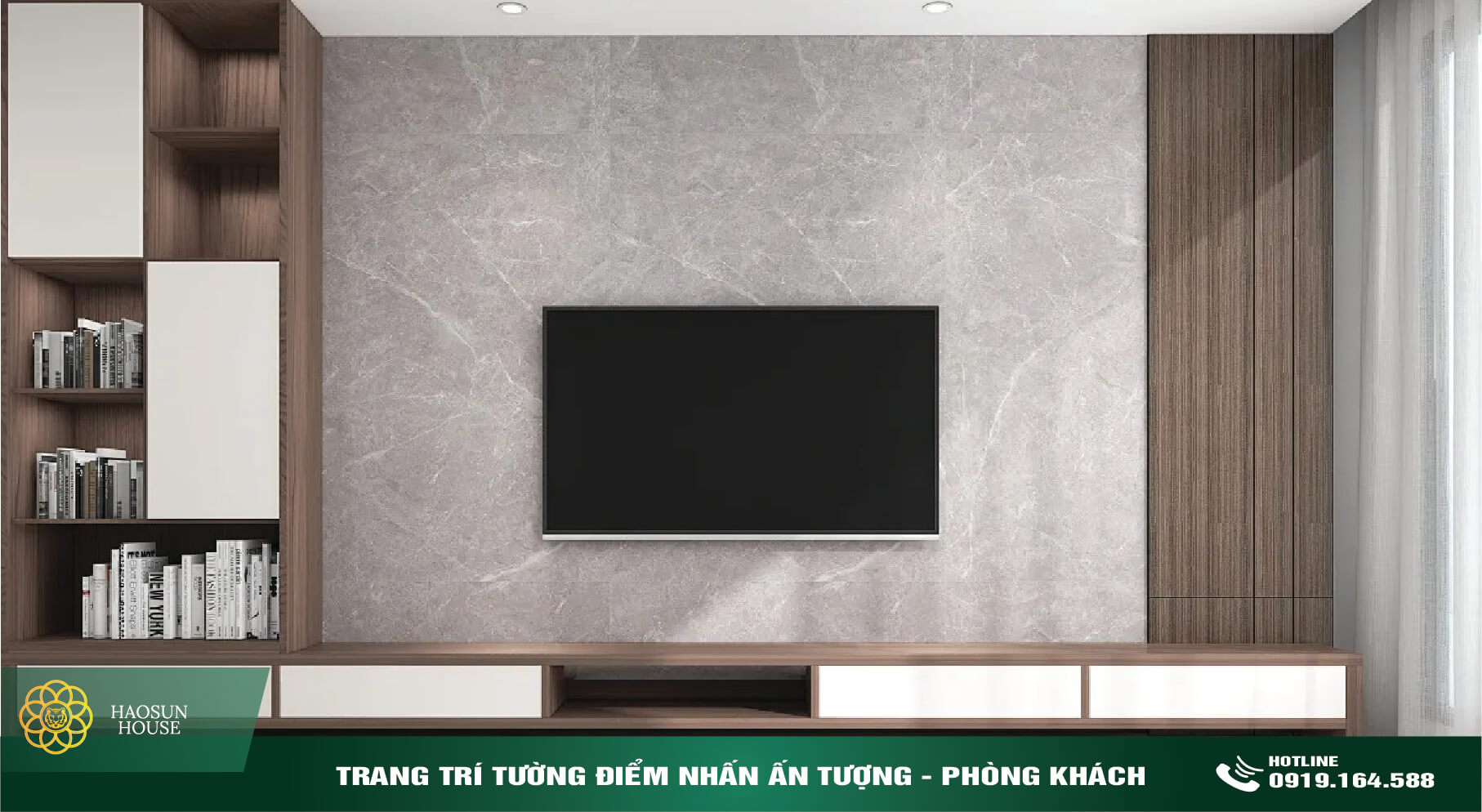 Thi công Tấm nhựa PVC Vân đá trang trí nội thất phòng khách