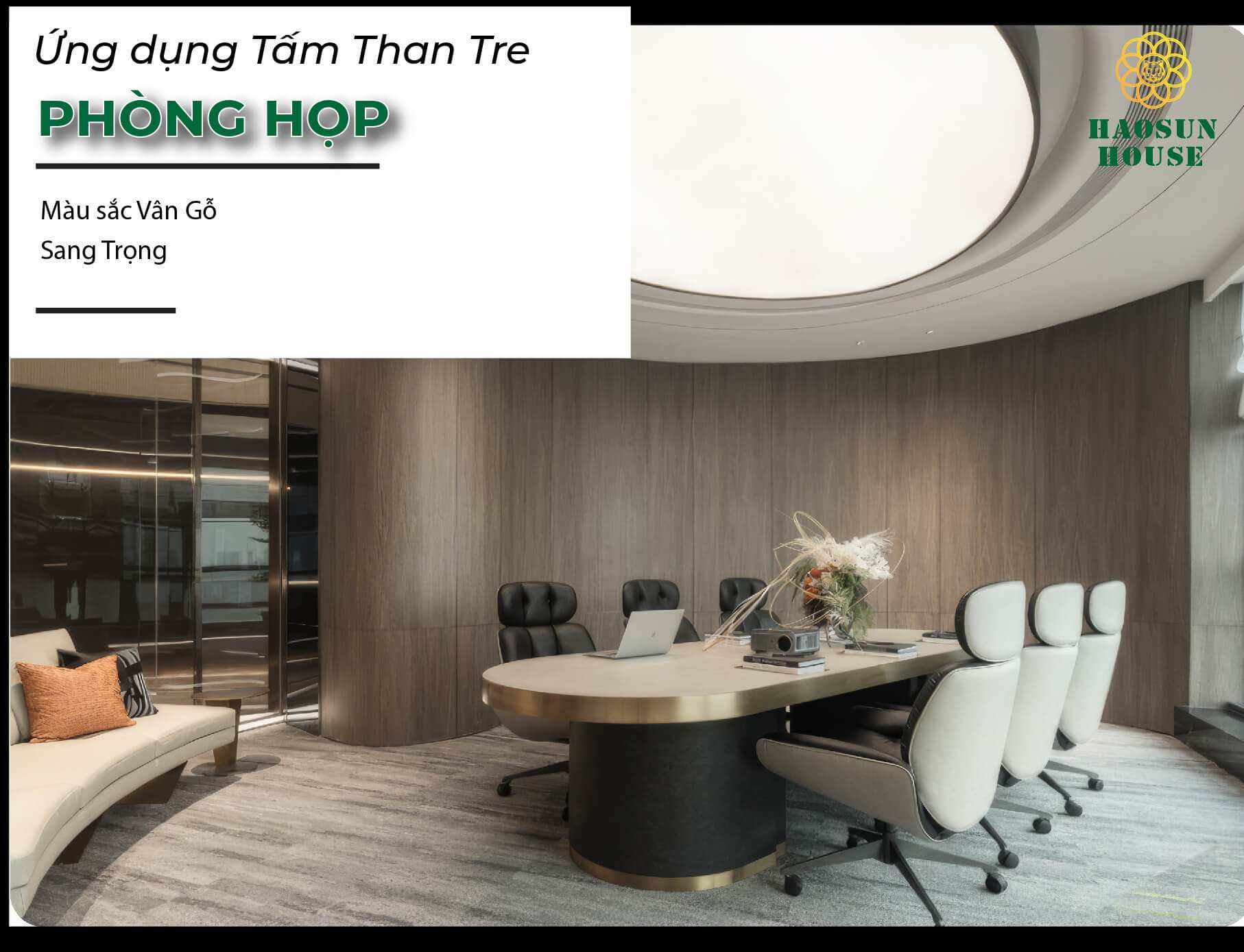 Ứng dụng than tre ốp tường phòng họp