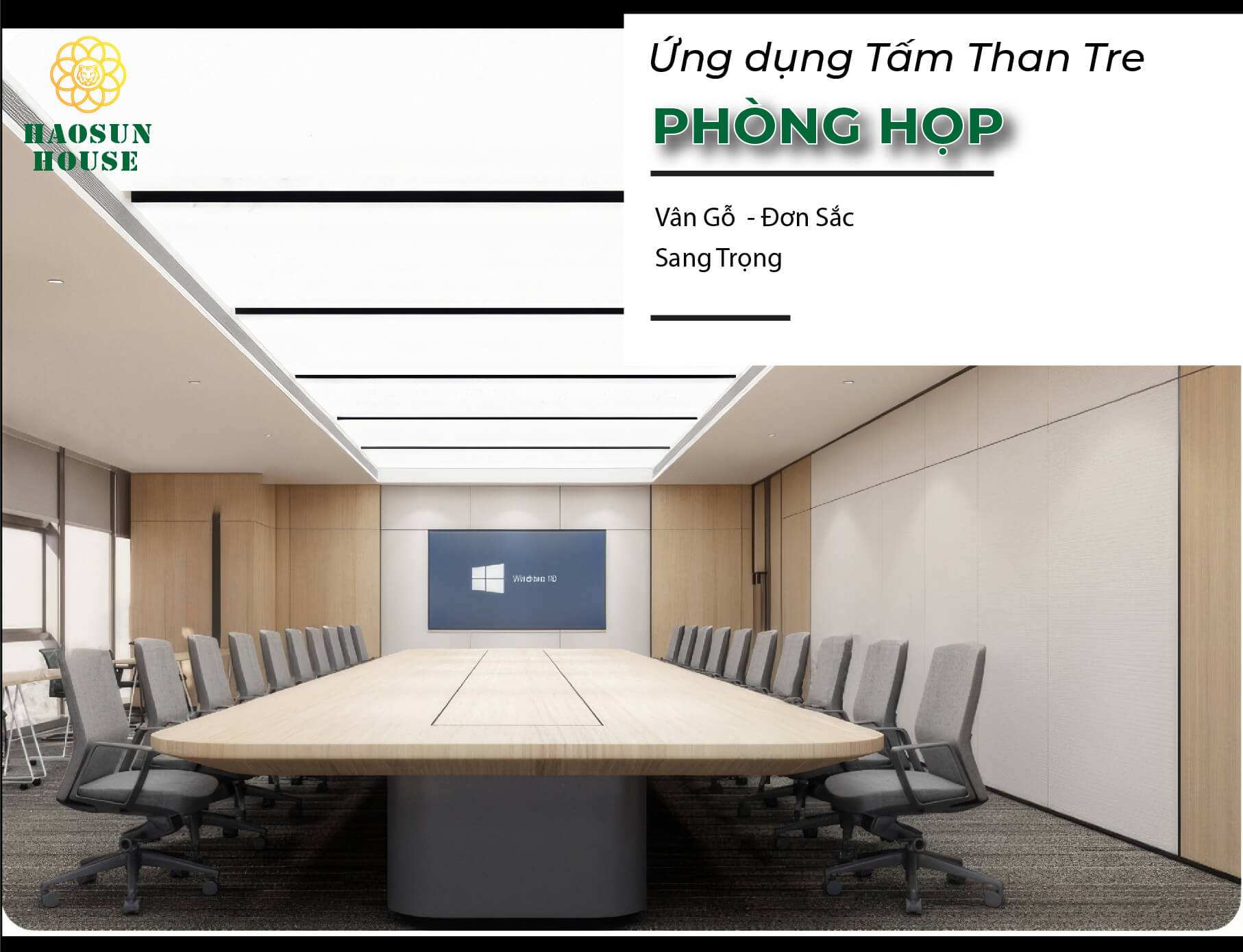 Ứng dụng than tre ốp tường phòng họp