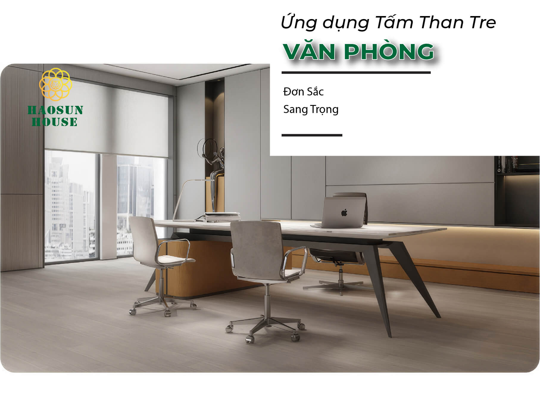 Ứng dụng than tre ốp tường văn phòng