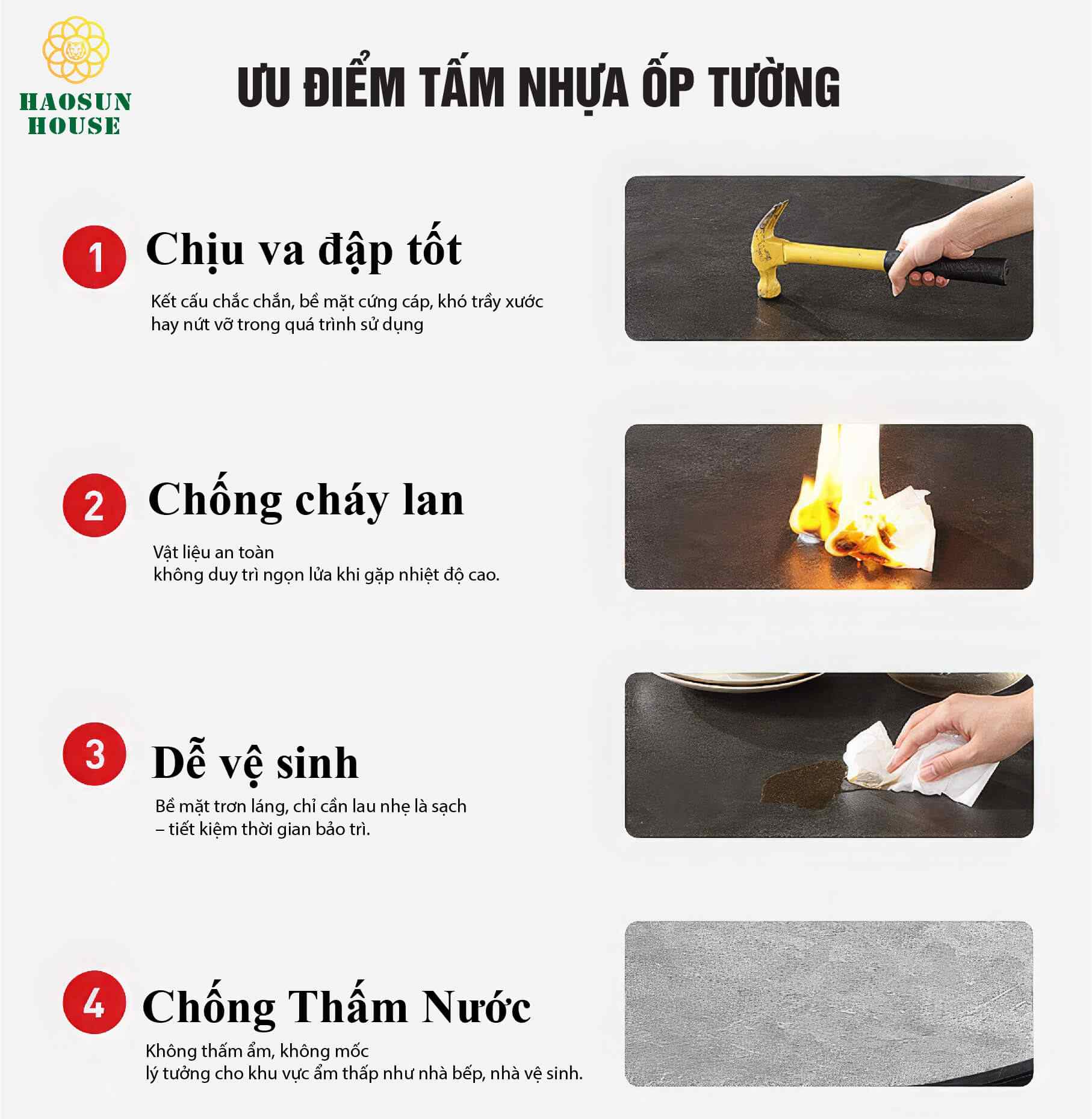 Ưu điểm tấm nhựa ốp tường vân đá