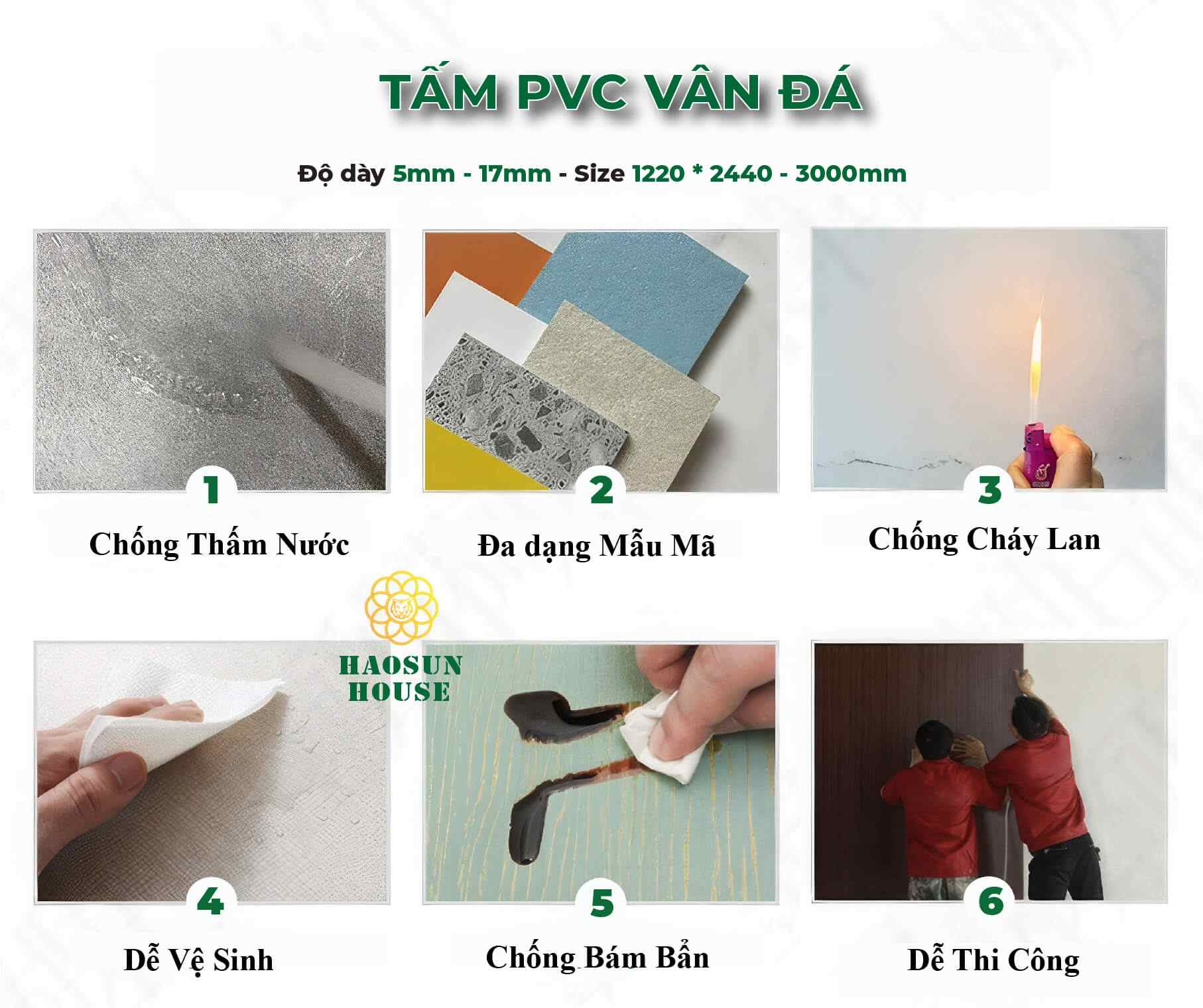Ưu điểm Tấm PVC Vân Đá Haosun House