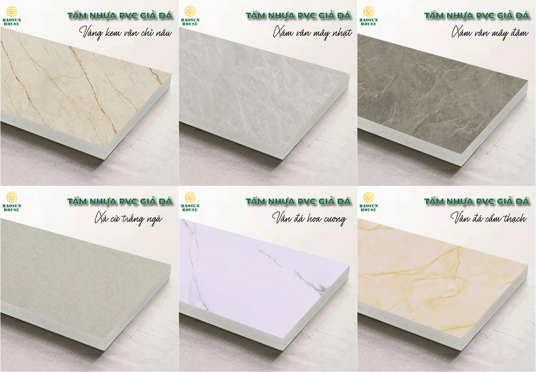 Mẫu tấm pvc vân đâ phổ biến thị trường