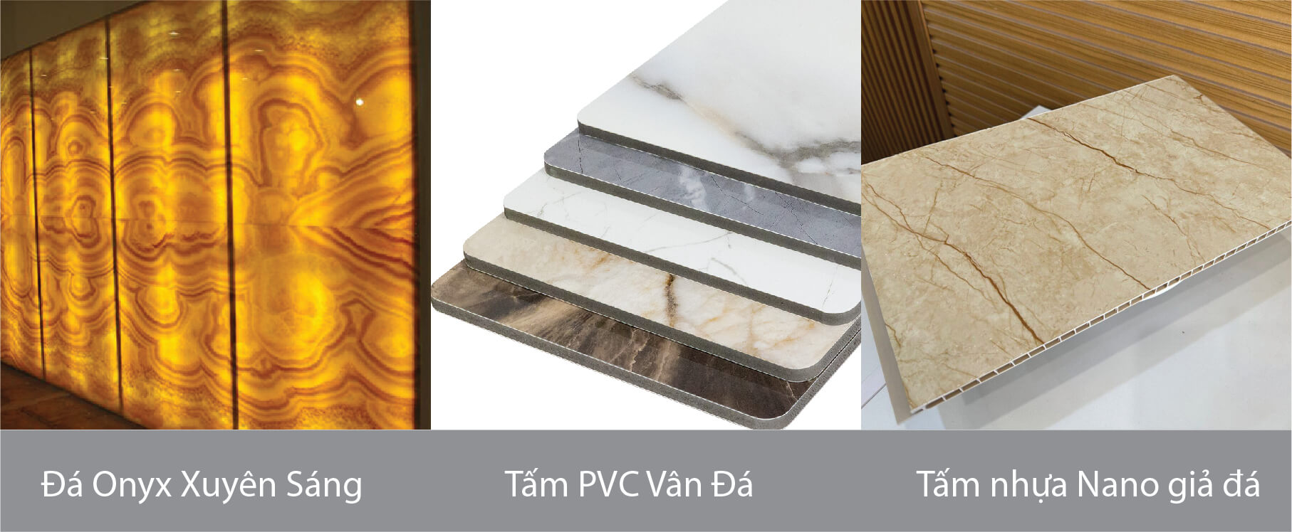 So sánh Tấm PVC vân Đá