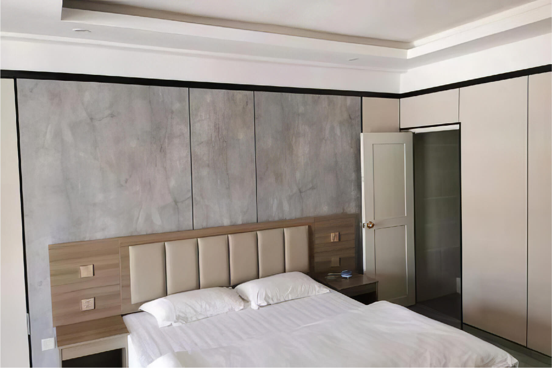 tấm nhựa giả đá ốp tường phòng ngủ