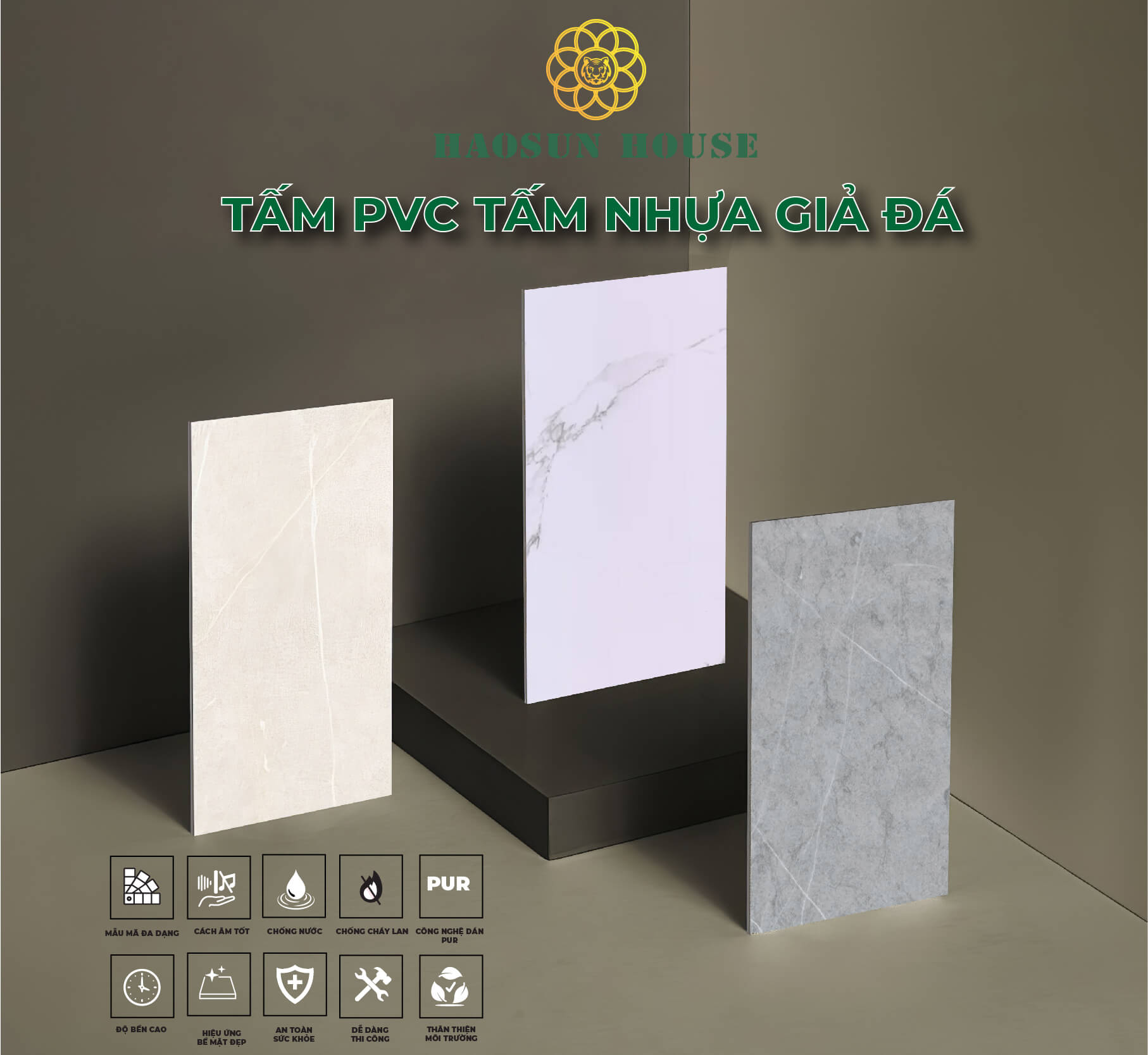 Tấm pvc tấm nhựa giả đá Haosun house