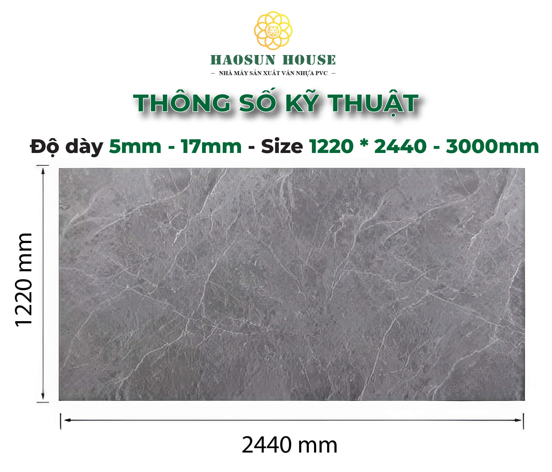 Thông số tấm pvc vân đá haosun house