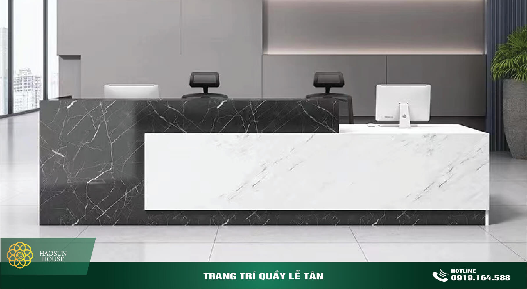 Trang trí tủ quầy lễ tân tấm pvc tấm nhựa giả đá