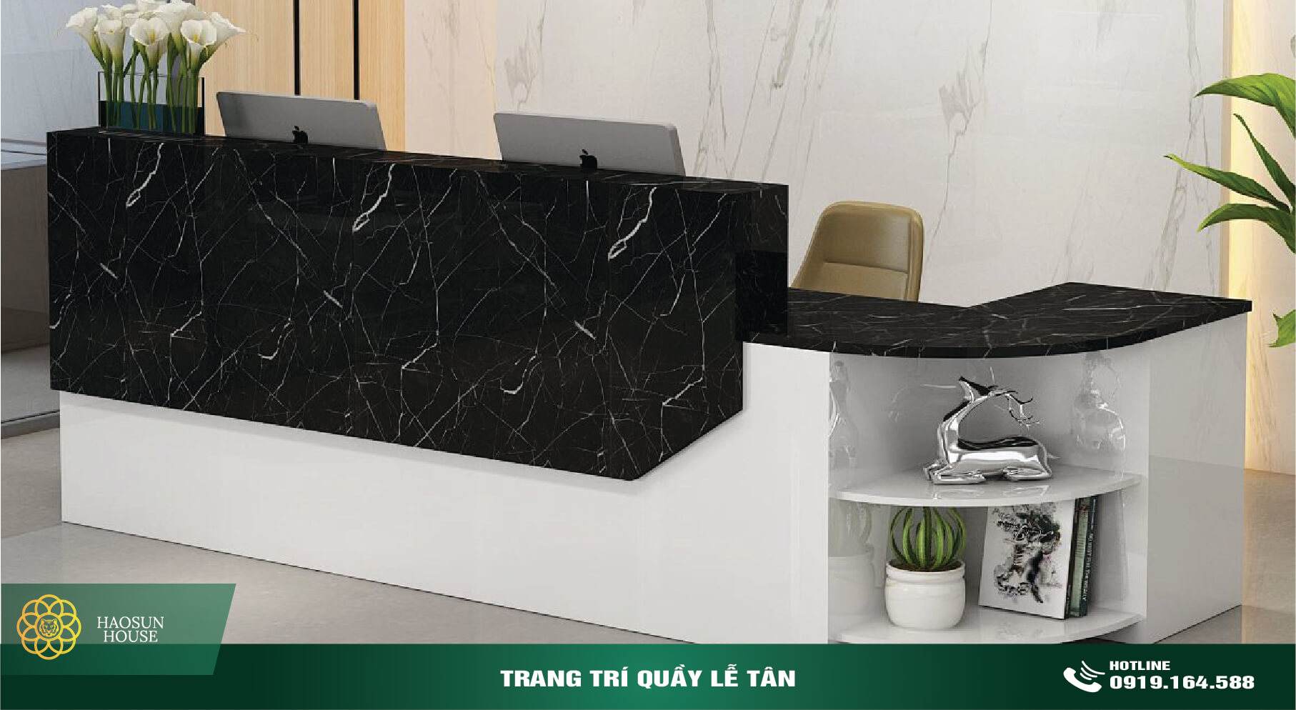 Trang trí tủ quầy lễ tân tấm pvc tấm nhựa giả đá