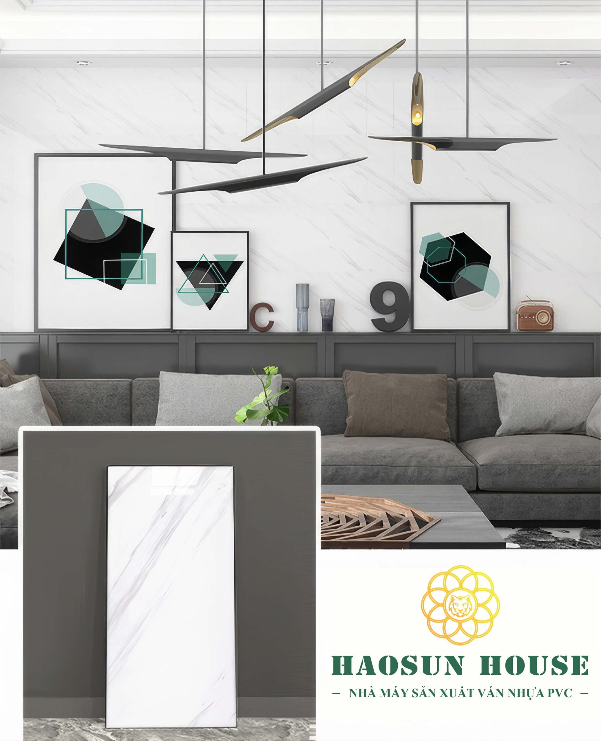 Ứng dụng tấm pvc vân đá haosun house