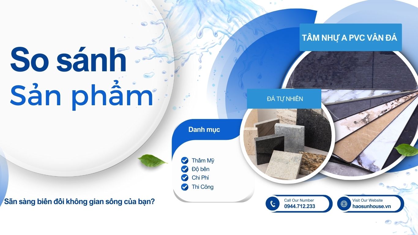 So sánh Tấm nhựa giả đá và đá tự nhiên