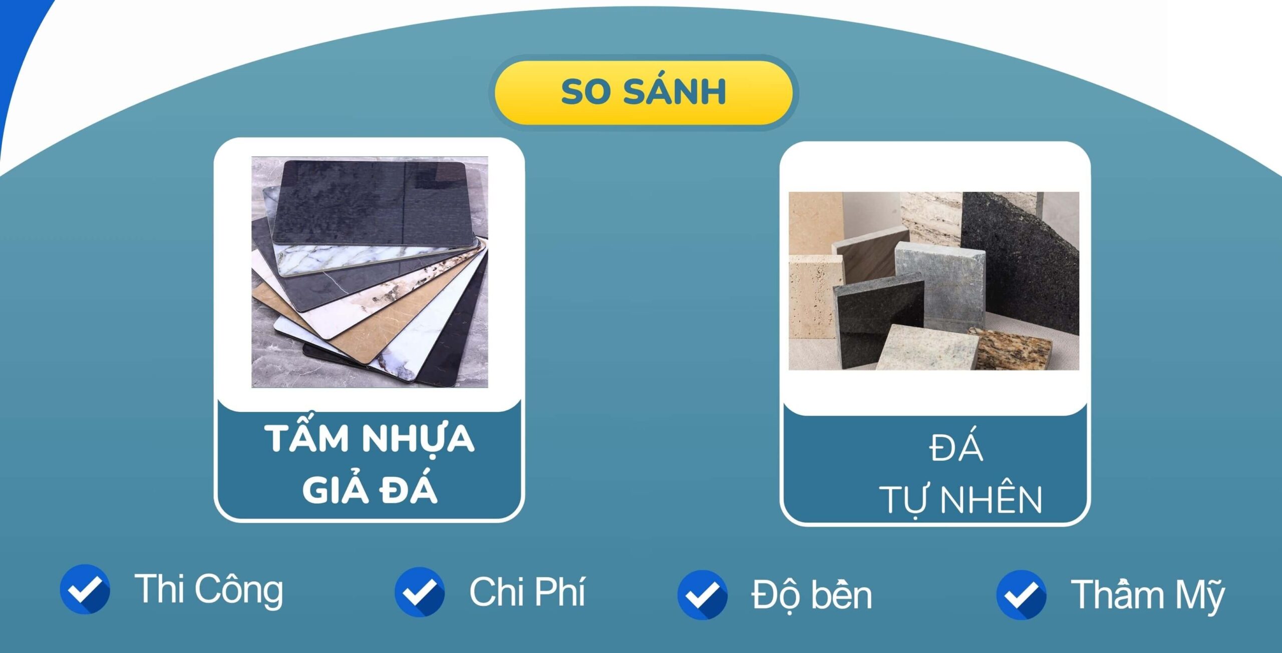 So sánh Tấm nhựa giả đá và đá tự nhiên
