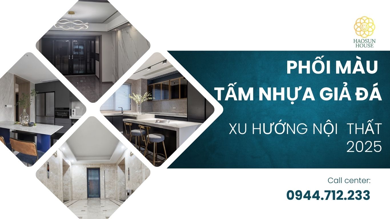 Xu hướng nội thất phối màu tấm nhựa giả đá