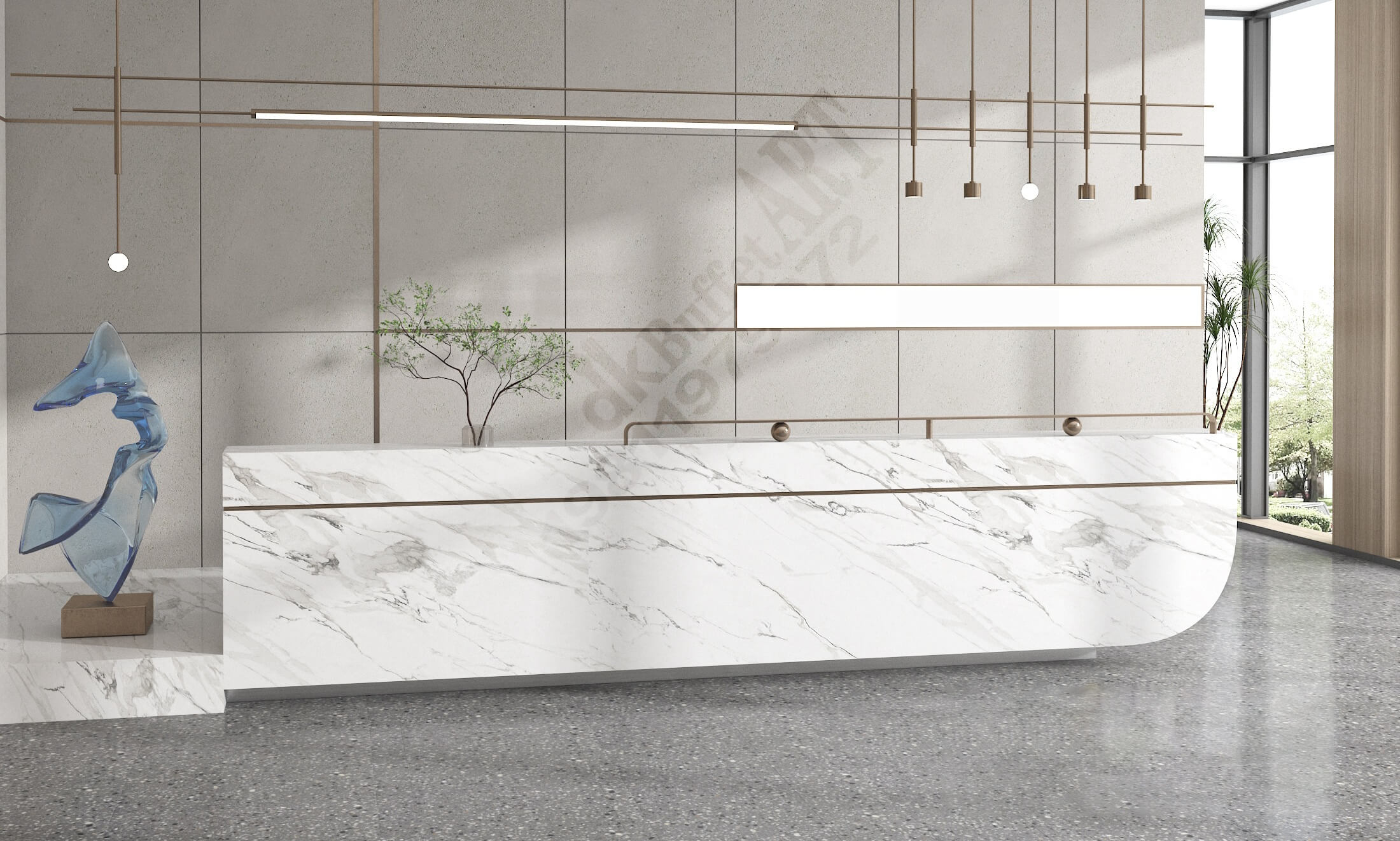 Quầy lễ tân tấm nhựa pvc vân đá