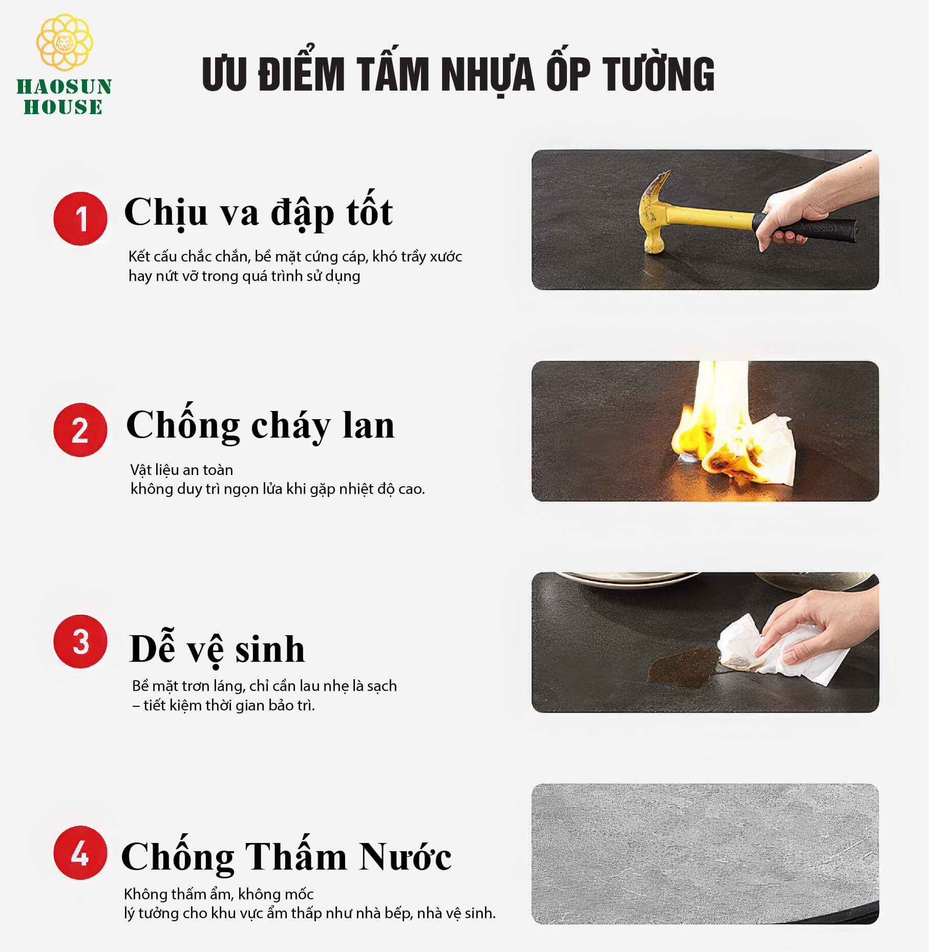 Ưu điểm Tấm nhựa giả đá