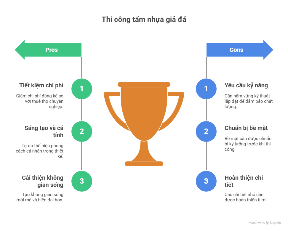 Thi công tấm nhựa giả đá