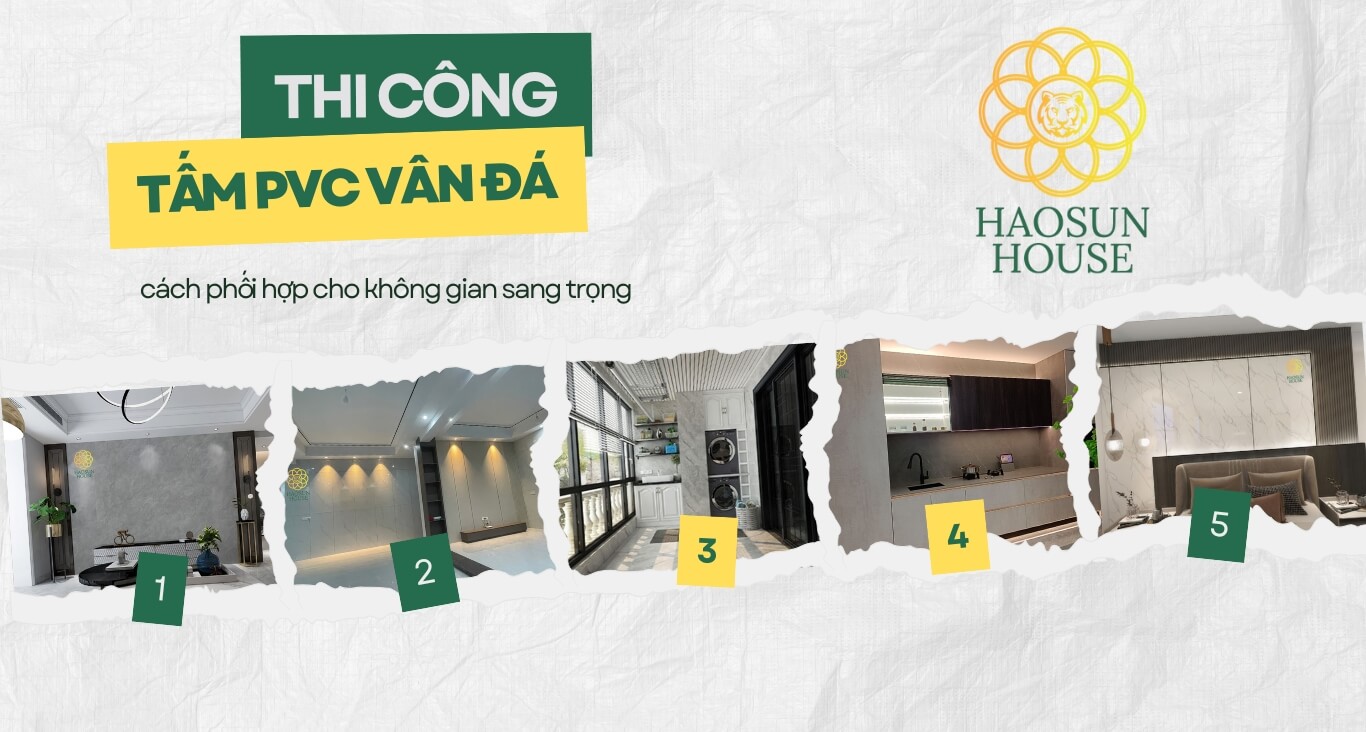 Thi công tấm pvc vân đá haosun house