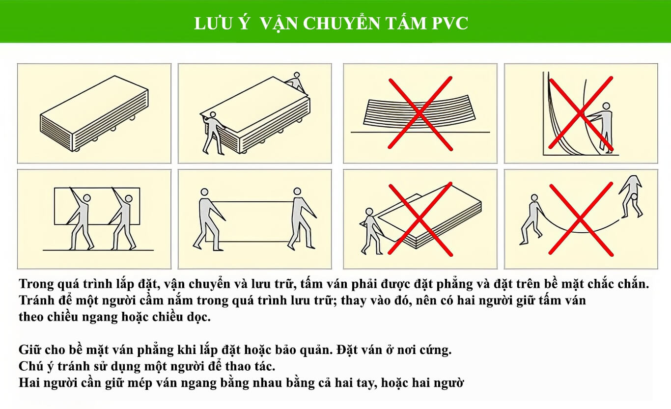 Lưu ý vận chuyển tấm pvc vân đá