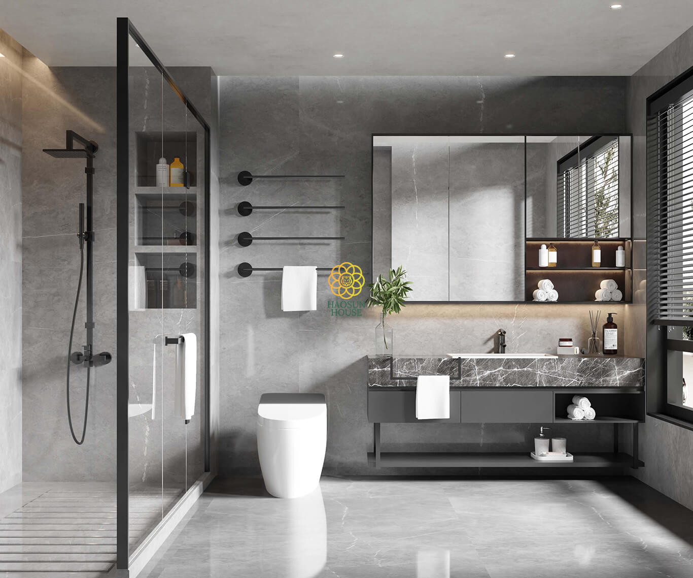Ốp tường vân đá phòng tắm
