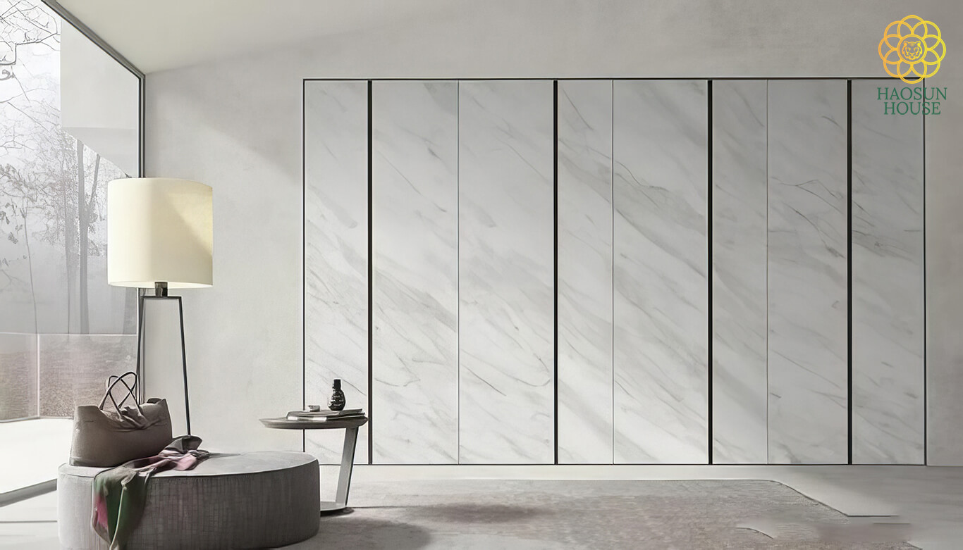 Sử dụng tấm nhựa pvc vân đá phòng khách
