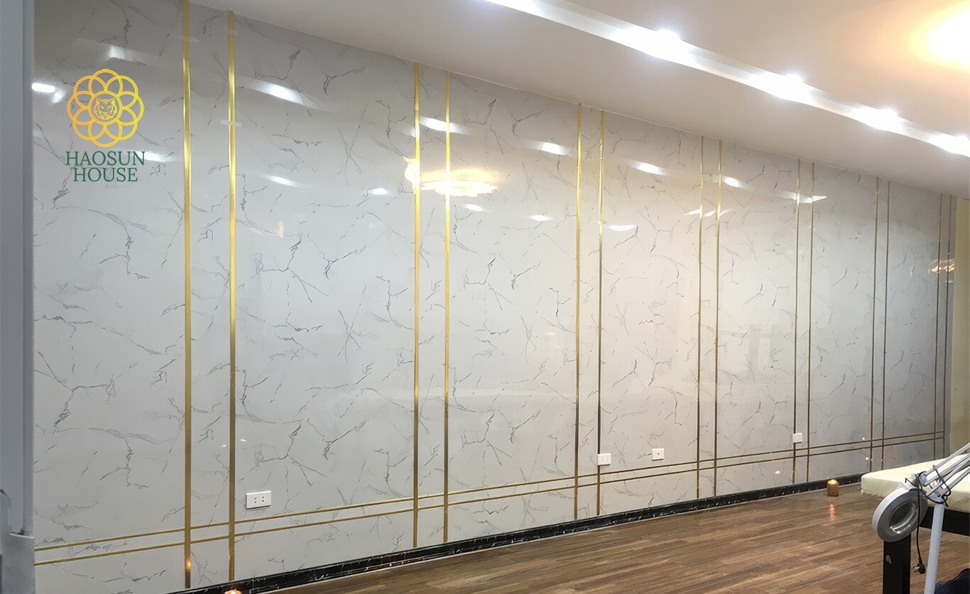 Thi công tấm pvc ốp tường giả đá