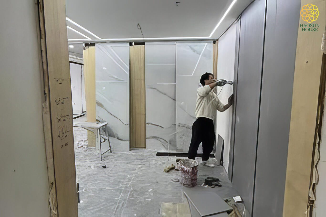 Thực tế ứng dụng tấm pvc vân đá ốp tường