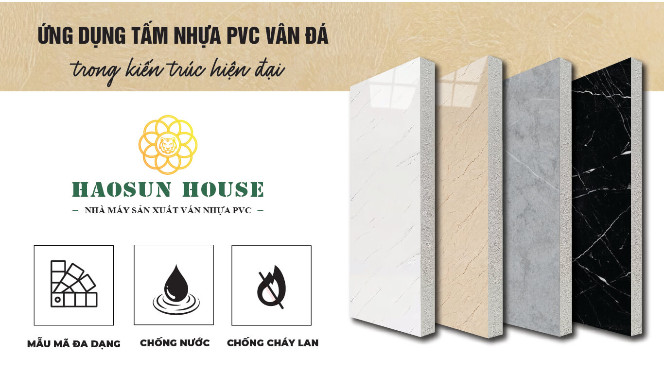 Ứng dụng tấm nhựa pvc vân đá haosun house