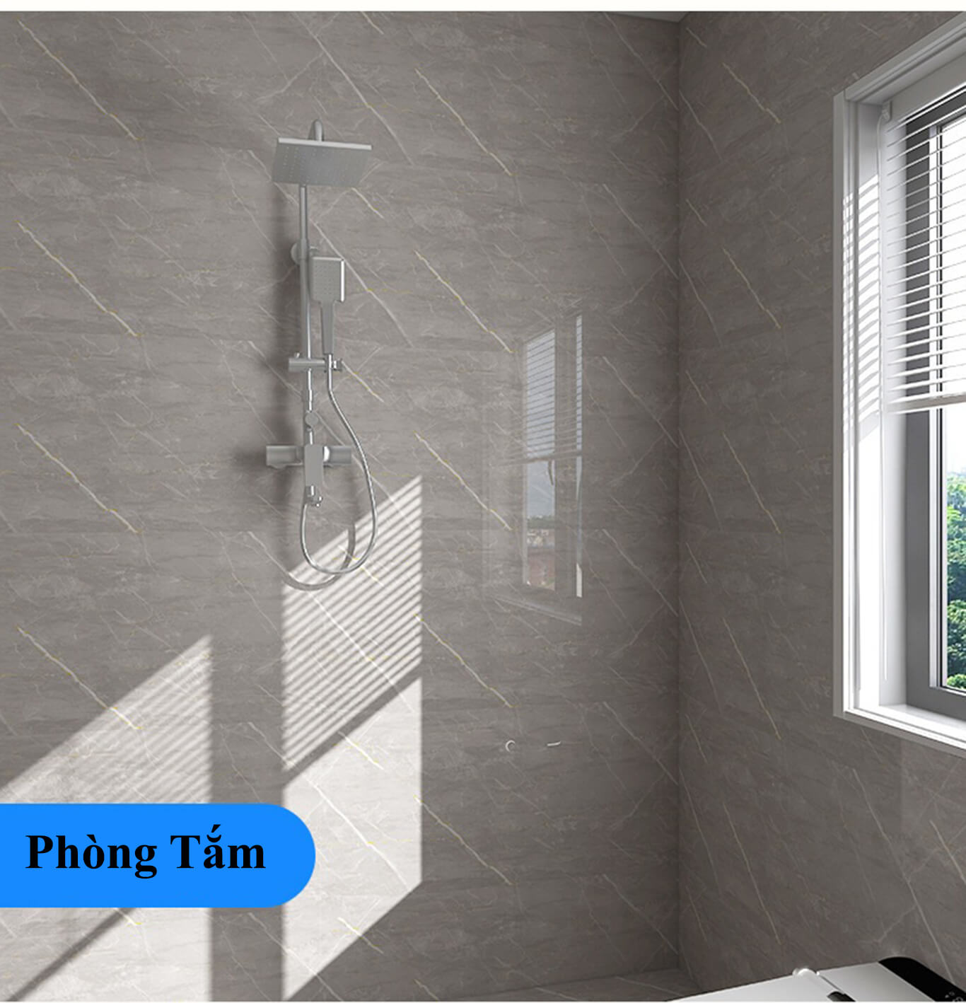Ứng dụng tấm pvc vân đá phòng Tắm
