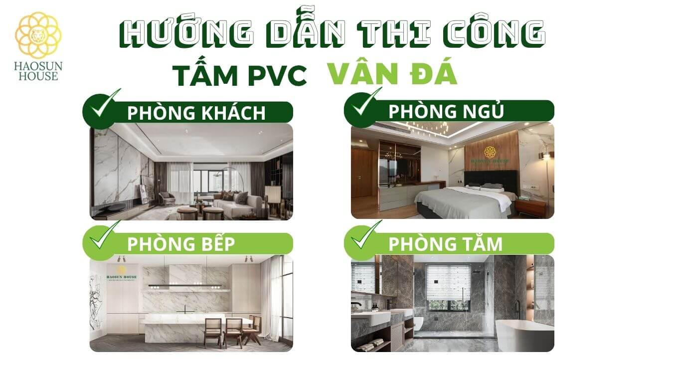 Hướng dẫn thi công tấm pvc vân đá haosun house