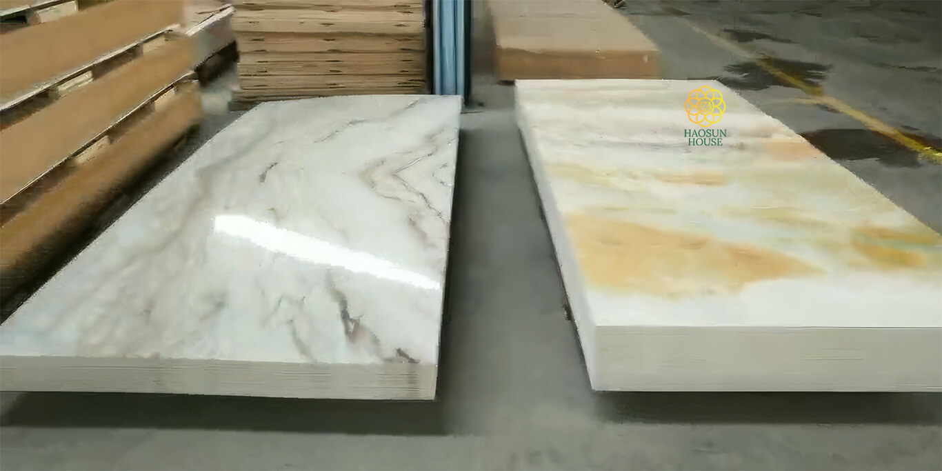 Mẫu tấm nhựa pvc vân đá phòng khách