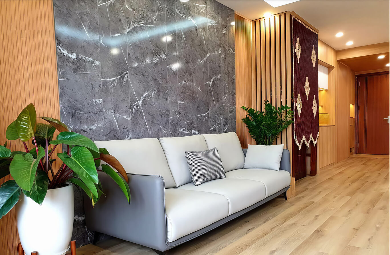 ốp vân đá sau sô pha