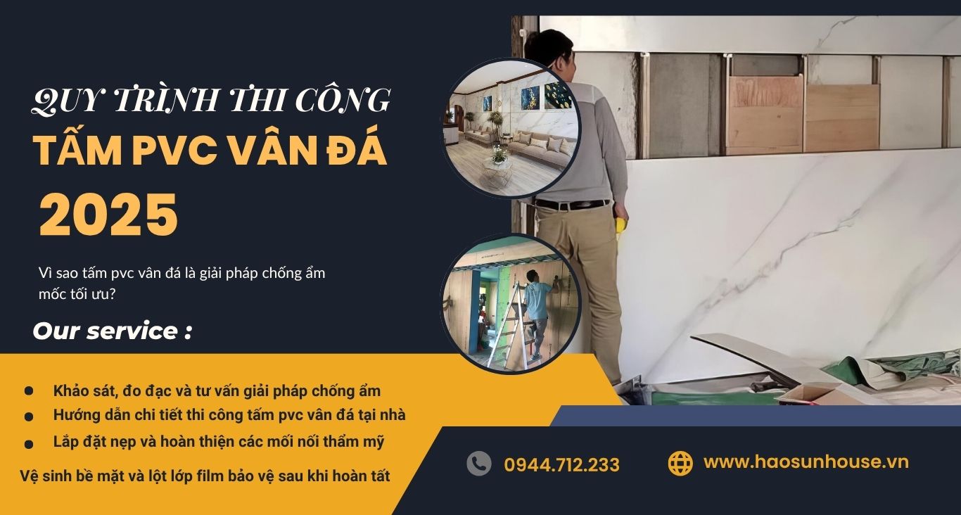 Quy trình thi công tấm pvc vân đá haosunhouse