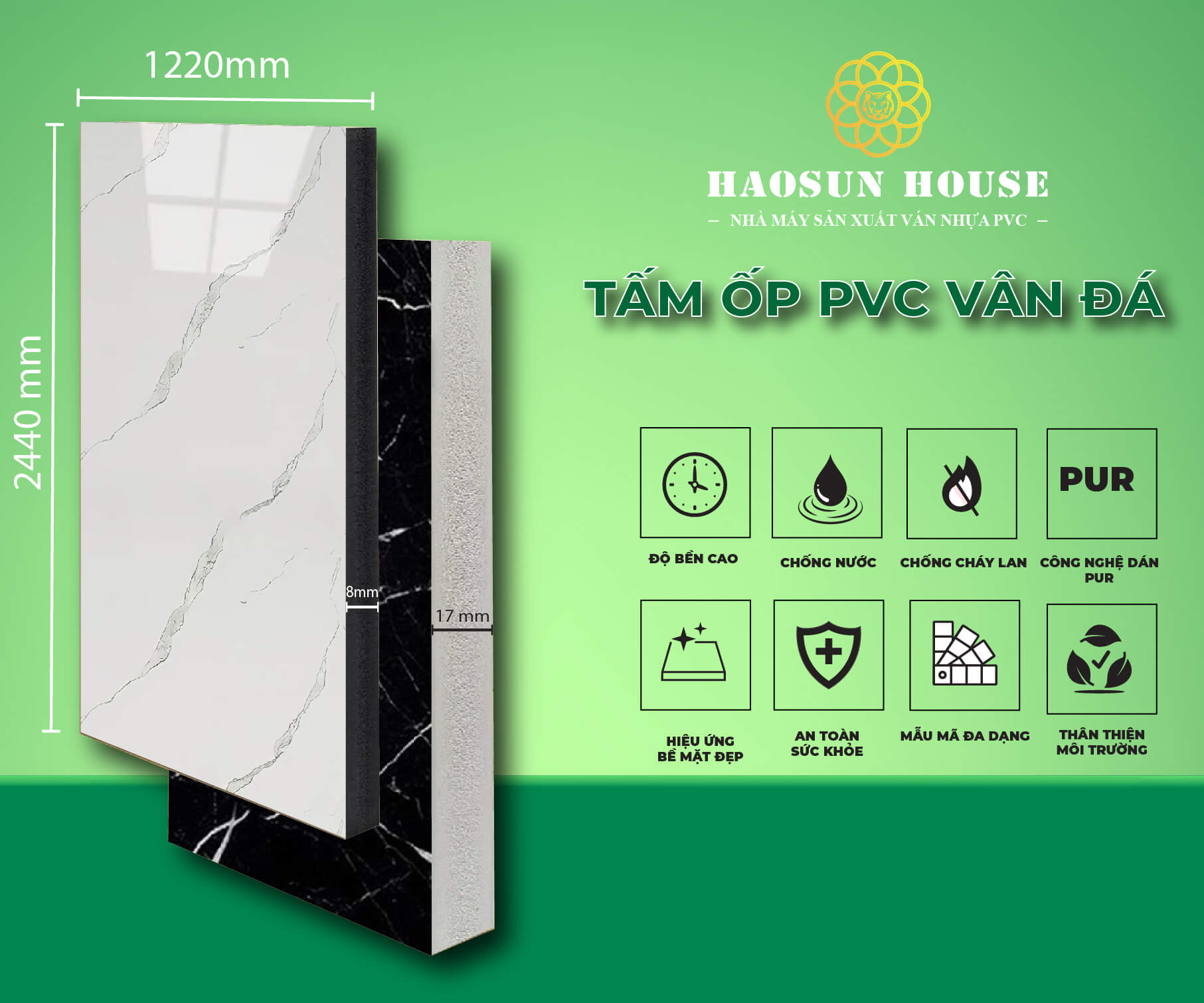 Tấm ốp pvc vân đá haosun house