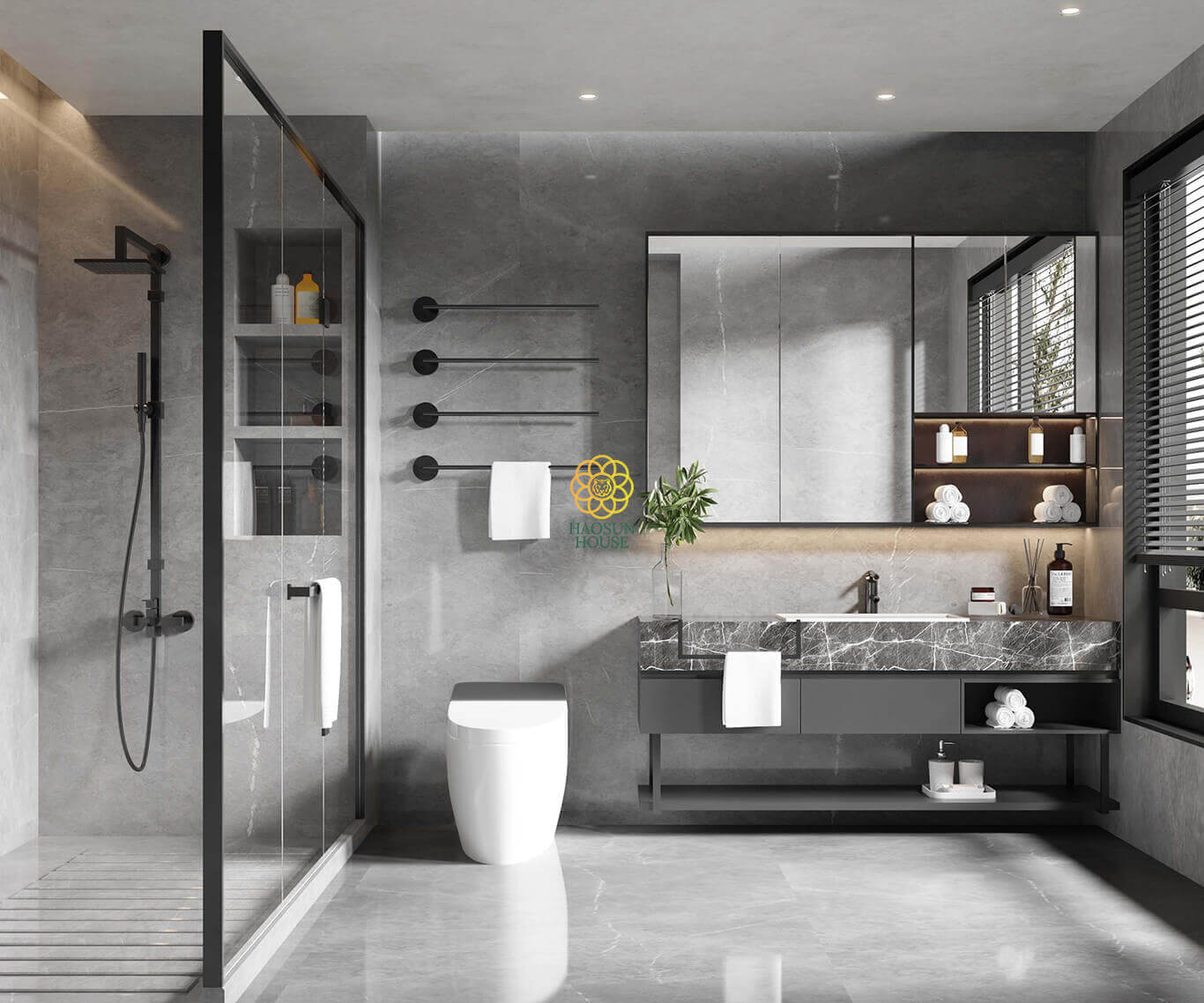 Tấm ốp pvc vân đá phòng tắm