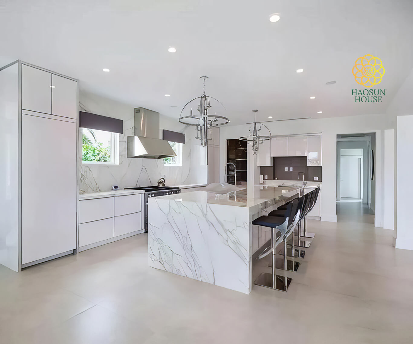 Tấm pvc vân đá ốp tường phòng bếp