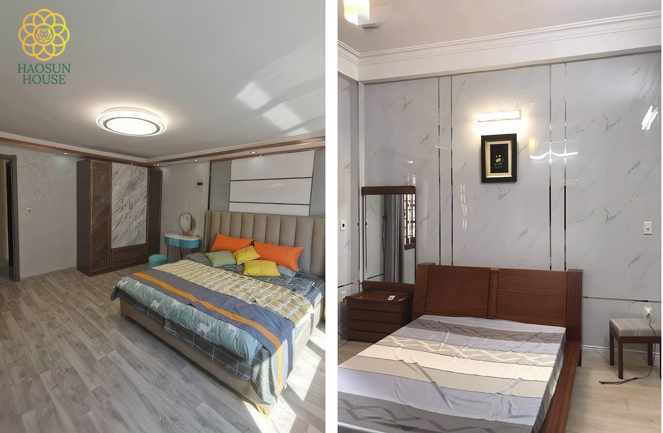 tấm pvc vân đá ốp tường phòng ngủ