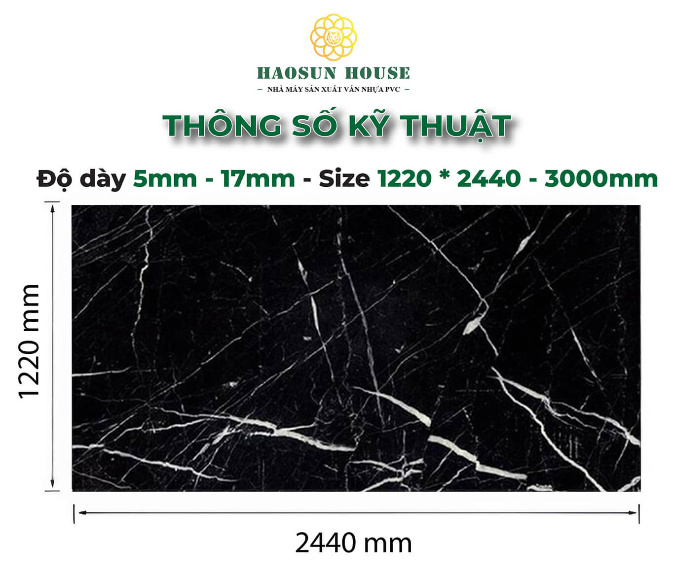 Thông số tấm nhựa pvc vân đá haosun house